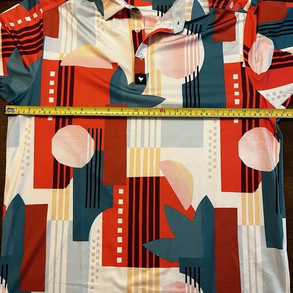 Bad Birdie Albatross Golf Polo Shirt Mens M Red Short Sleeve Abstract Floral - Picture 11 of 11